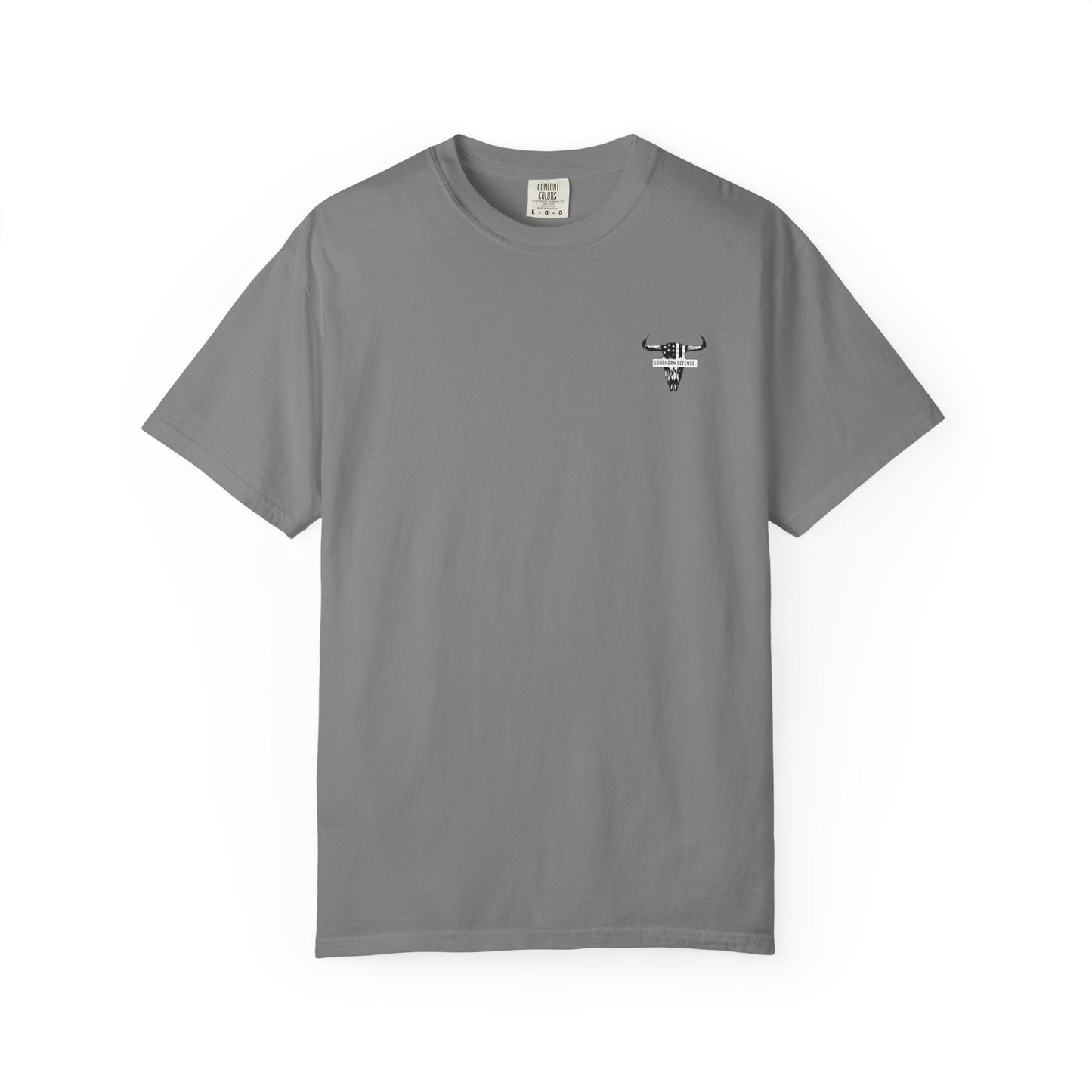 Light green t-shirt with a small logo on a white background