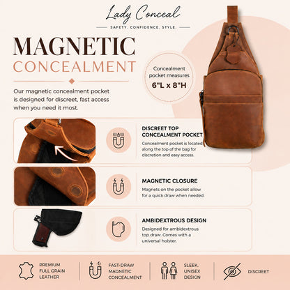 Concealed Carry Unisex Dakota Leather Sling by Lady Conceal - Large and Regular Size