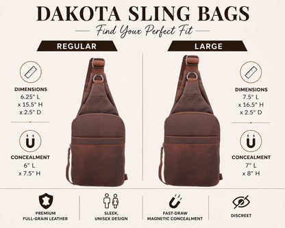 Concealed Carry Unisex Dakota Leather Sling by Lady Conceal - Large and Regular Size