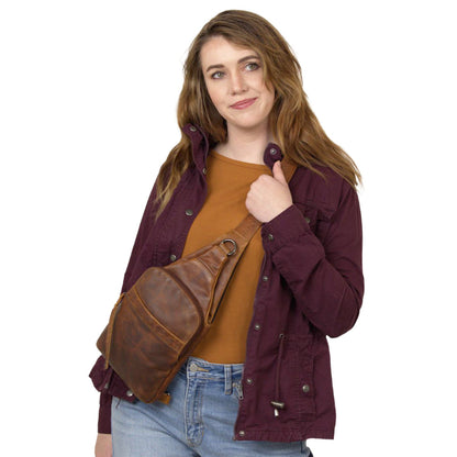 Concealed Carry Unisex Dakota Leather Sling by Lady Conceal - Large and Regular Size