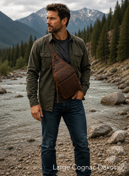 Concealed Carry Unisex Dakota Leather Sling by Lady Conceal - Large and Regular Size