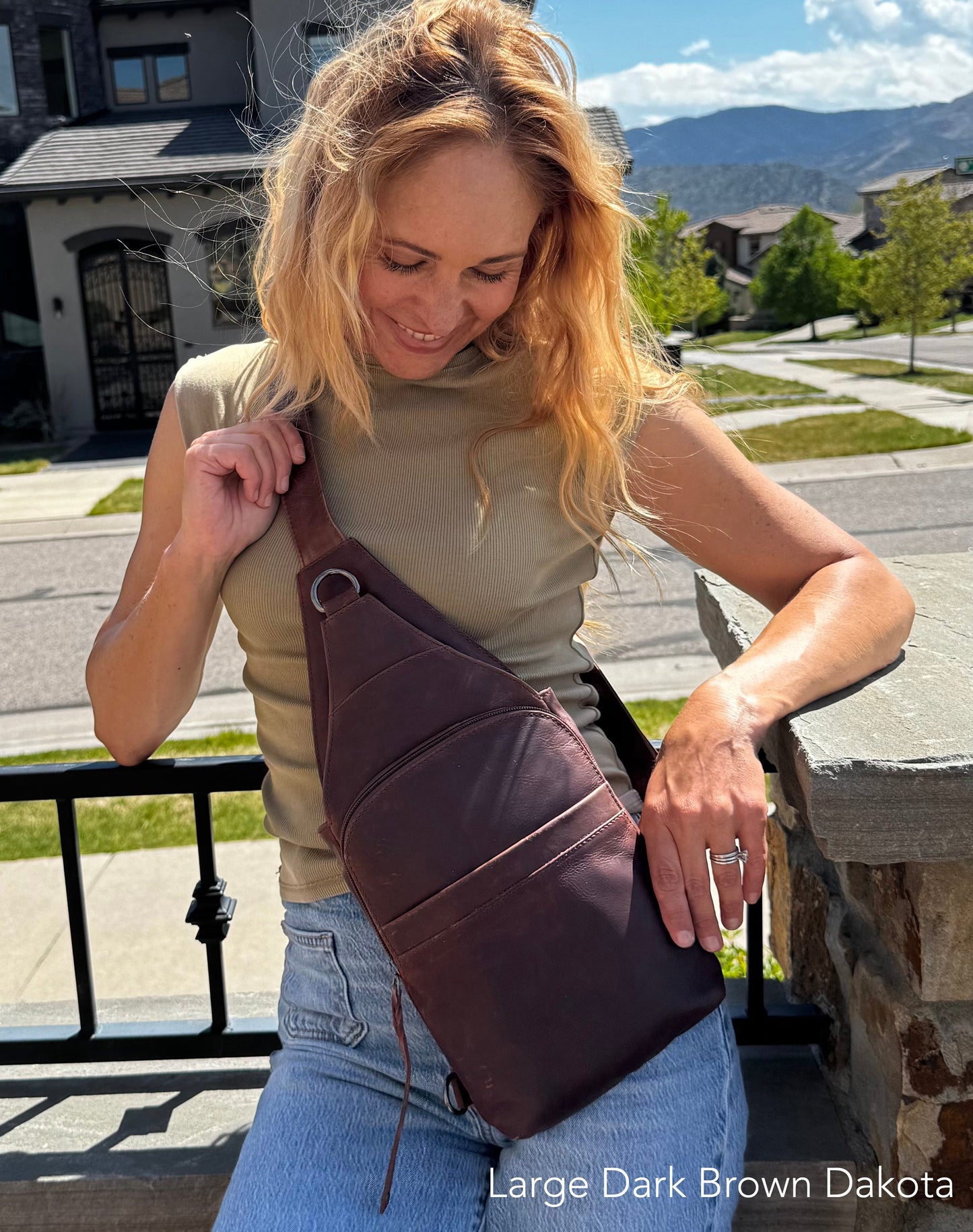 Concealed Carry Unisex Dakota Leather Sling by Lady Conceal - Large and Regular Size