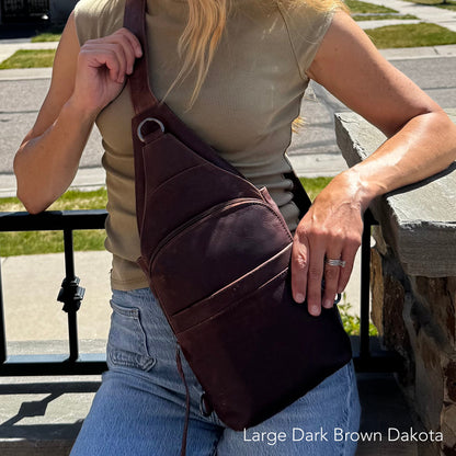 Concealed Carry Unisex Dakota Leather Sling by Lady Conceal - Large and Regular Size
