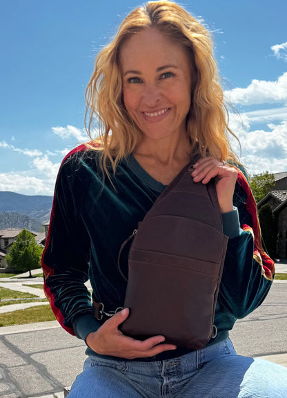 Concealed Carry Unisex Dakota Leather Sling by Lady Conceal - Large and Regular Size